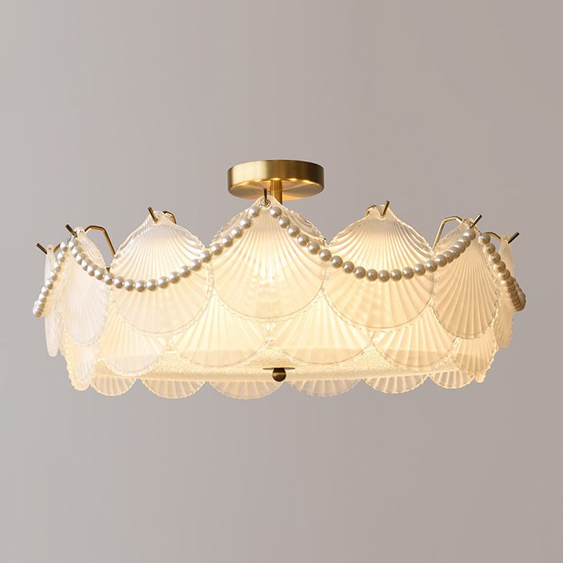 Modern Glass Ceiling Light Household Flush Mount Light Fixture for Bedroom