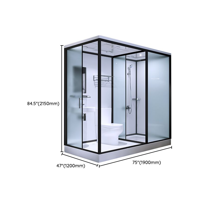 Modern Shower Stall Tempered Glass with Towel Bar Single Sliding Shower Enclosure