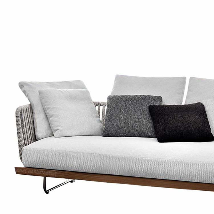 Minimalist Outdoor Patio Sofa Wood & Metal Frame Patio Sofa with Cushion