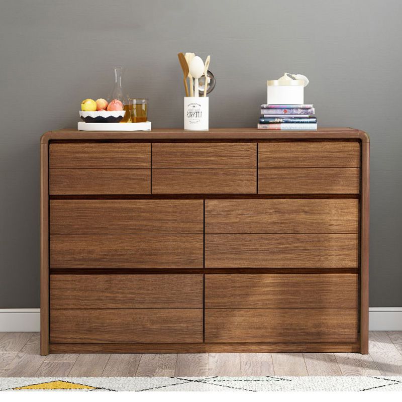 Wooden Brown Storage Chest Modern Style Storage Chest Dresser with Drawers