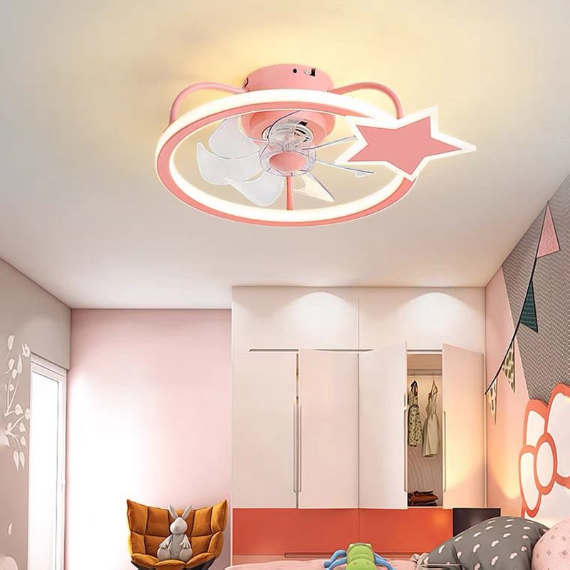 Ventilateur de la LED créatif pour enfants léger les ventilateurs de plafond géométriques de fer laqué avec une teinte acrylique pour la chambre