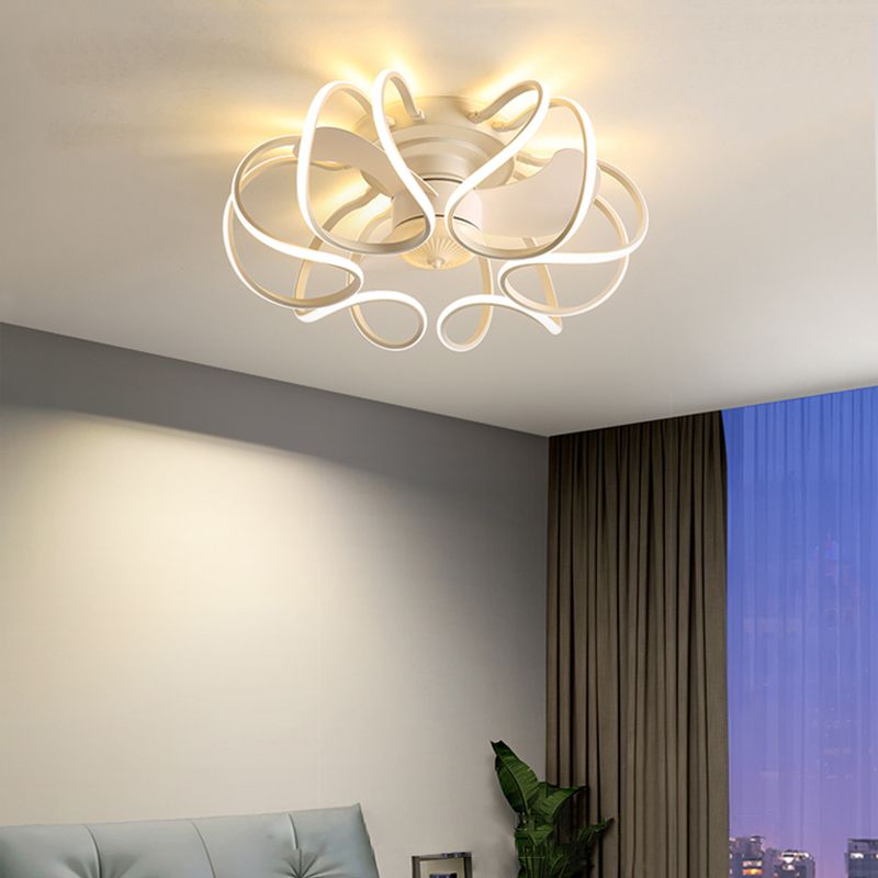 LED Modern Ceiling Fan Light in 3 - Colors Flower Shape Fan Light Ceiling Fixture