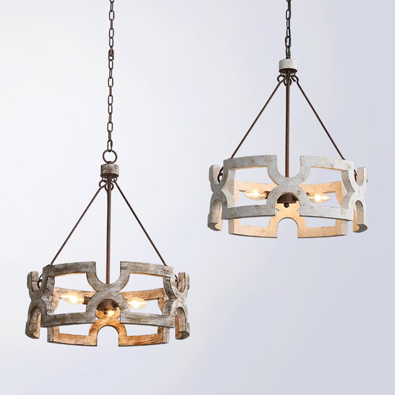 3-LIGHTS BOIS AGED CHAUDED CHANDELIER LEIL RUST STYLE INDUSTRIEL CAFE ÉCLAIRAGE ALIMENTATION DES PAQUIRES AVEC RÉGLABLE