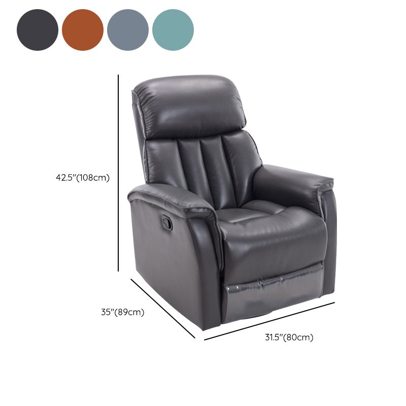 Swivel Rocker Standard Recliner Solid Color Faux Leather Recliner Chair