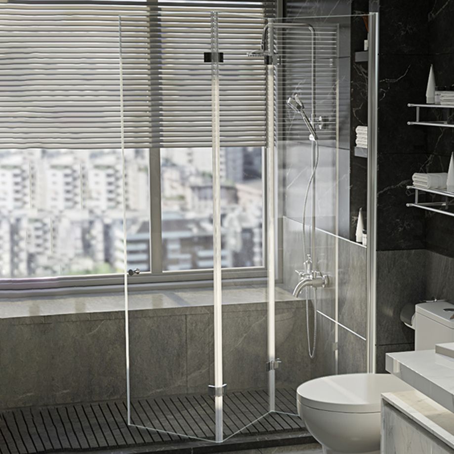 Tempered Shower Bath Door Frameless Bi-Fold Scratch Resistant Shower Doors