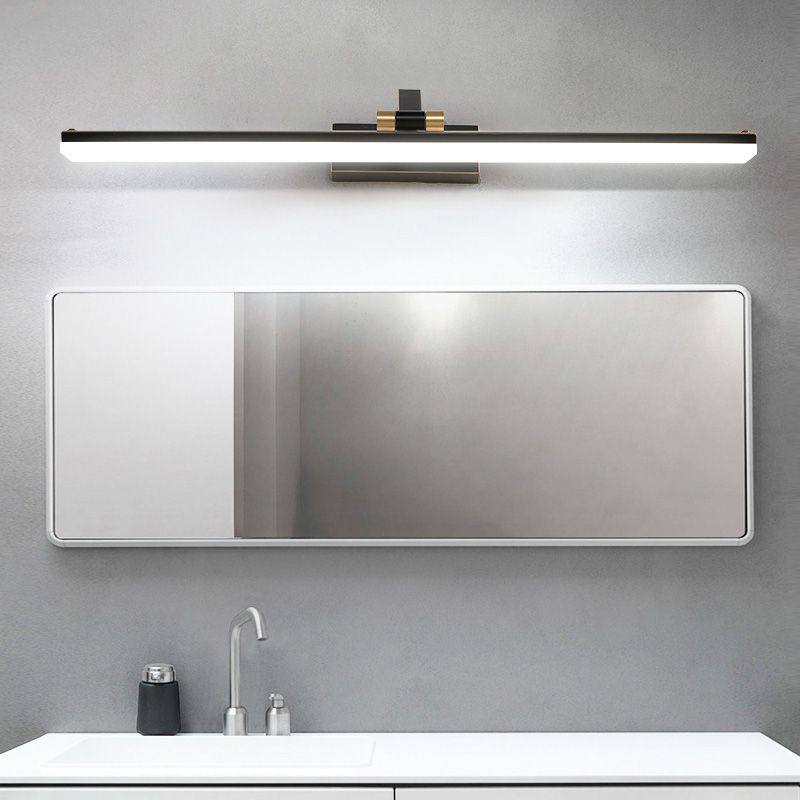 Lámpara de pared de luz simple de estilo de espejo recto de latón para el baño