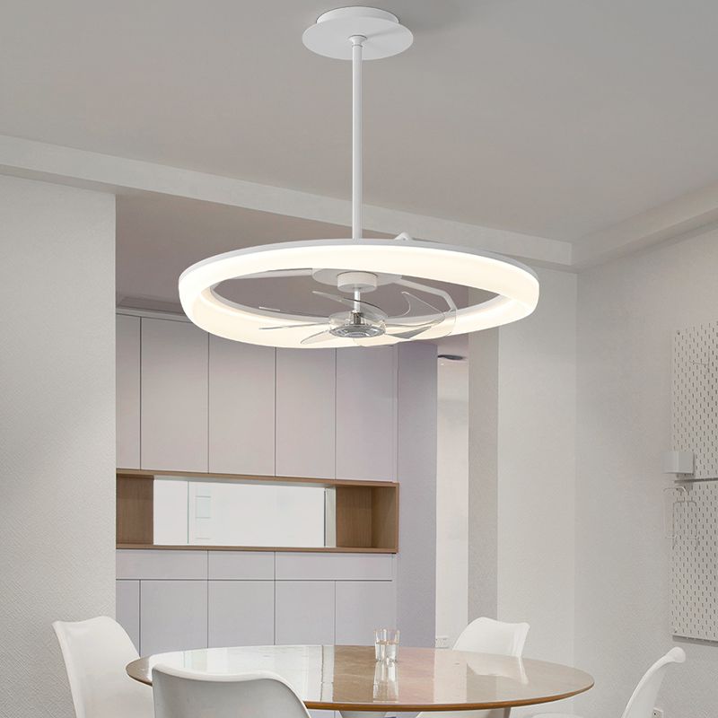 Matte White Ceiling Chandelier LED Contemporary Ceiling Fan Light Fixture