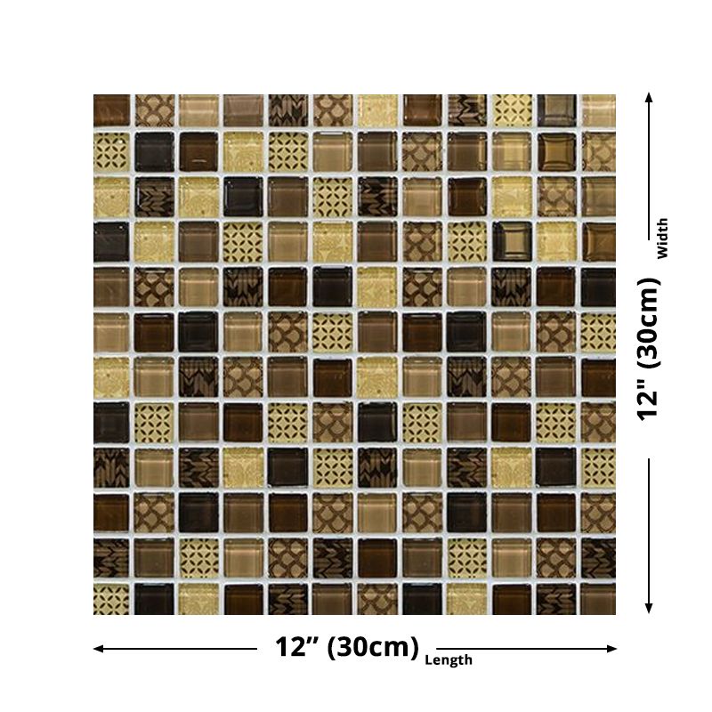 Black-Yellow Modern Wallpaper Panel Set 9.7-sq ft Mosaics Adhesive Wall Art for Restroom