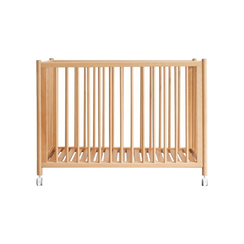 Modern Style Rectangle Crib Home Solid Wood Crib with Wheels