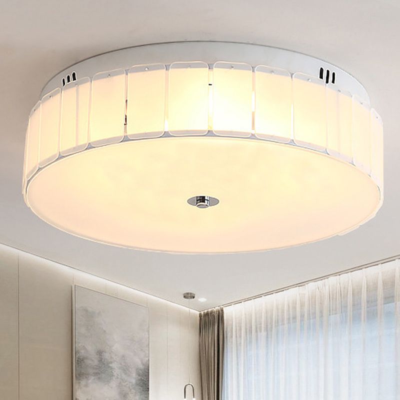 Drum Bedroom Flush Mount Lamp White Glass Modernist Multi Lights Flush Mount Light Fixture