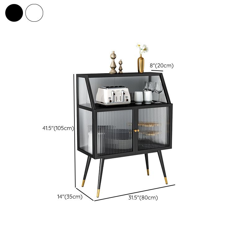 Contemporary Metal China Cabinet Glass Doors Display Cabinet for Dining Room