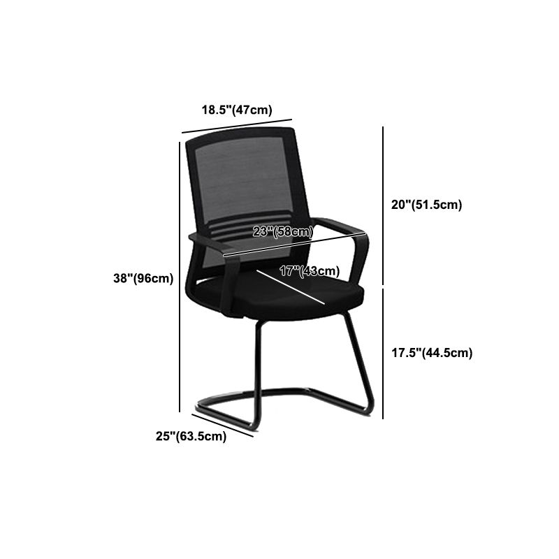 Contemporary Mid Back Office Chair Fixed Arms for Home and Office Mesh Desk Chair