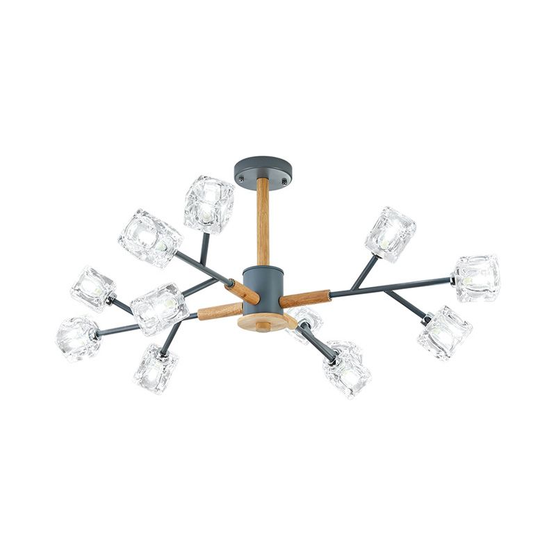 Gold/Grey Branch Chandelier Lamp Modernism Crystal 8/12 Bulbs Hanging Light Fixture