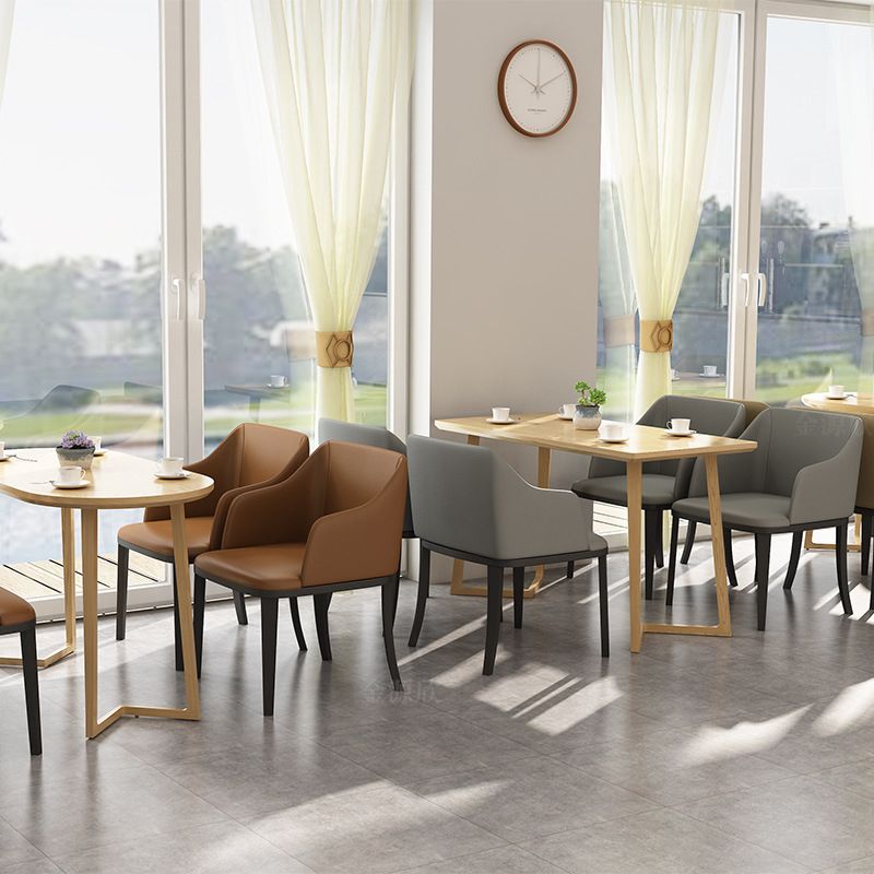 Modern Metal Dining Arm Chair Upholstered Side Chair for Dining Room