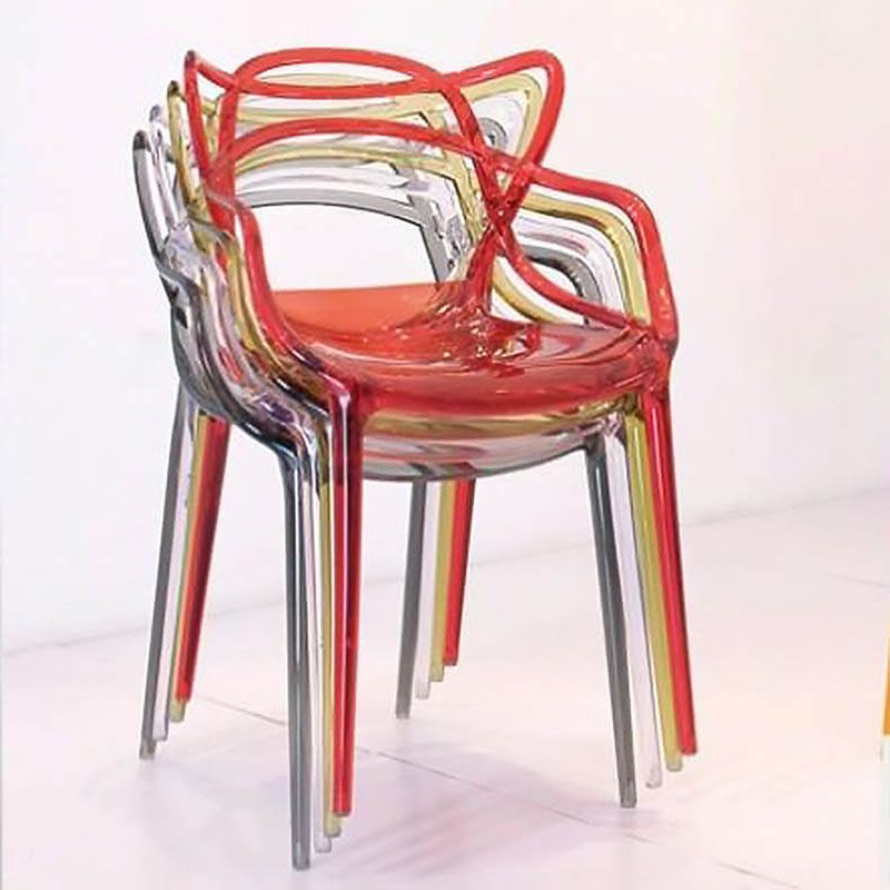 Scandinavian Design Open Back Arm Dining Chairs Plastic Side Chair