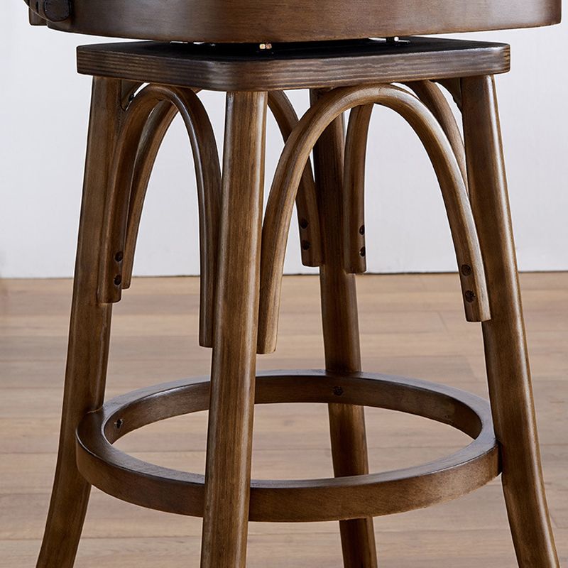 Contemporary Swivel Bar Stool Upholstered Counter Height Stool with Wood Frame