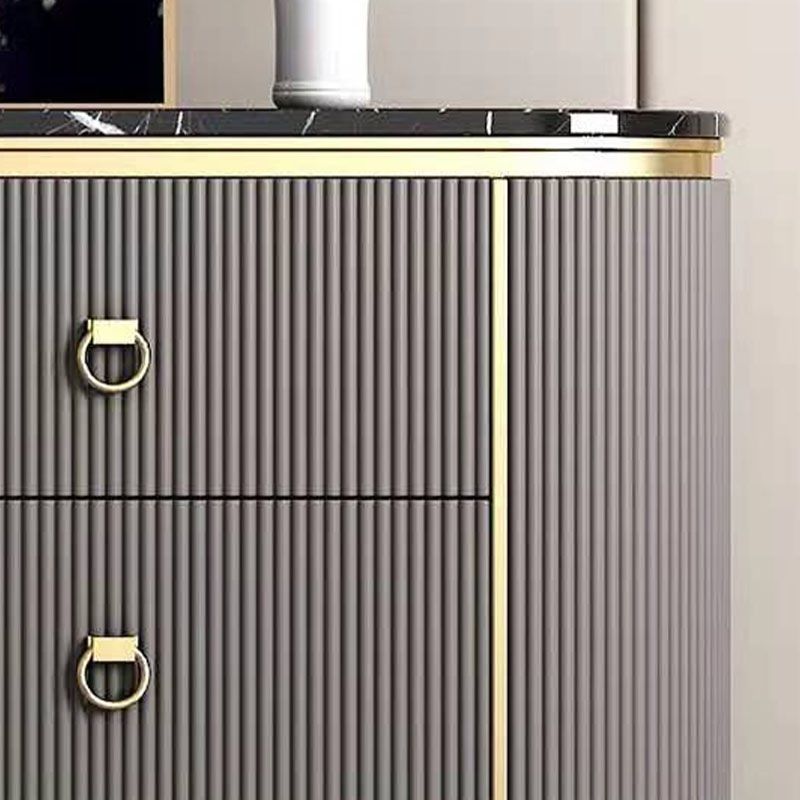 Glam Style Sideboard with 6 Drawer Buffet Table Stone Side Board for Dining Room