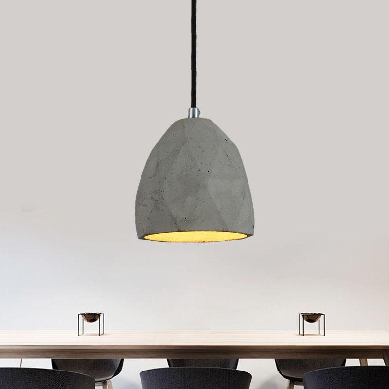 1-Bulb Cement Pendant Lighting Industrial-Style Grey Dome Restaurant Hanging Lamp Kit