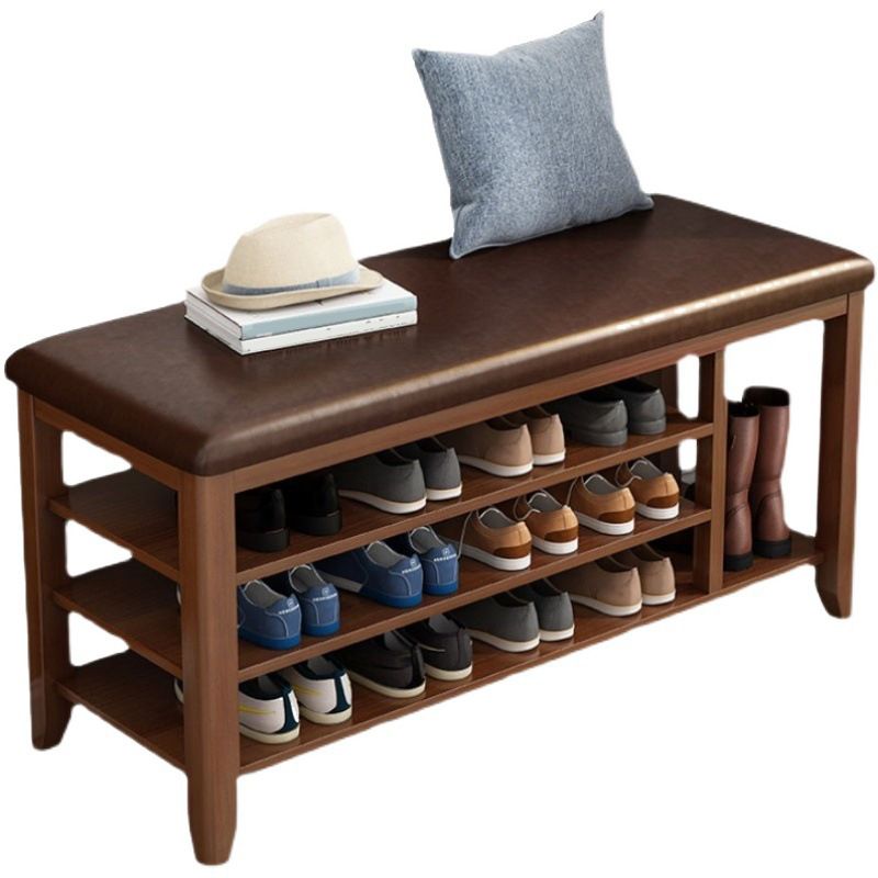 11.81 Inch Wide Seating Bench Rubberwood Bench with Shoes Storage