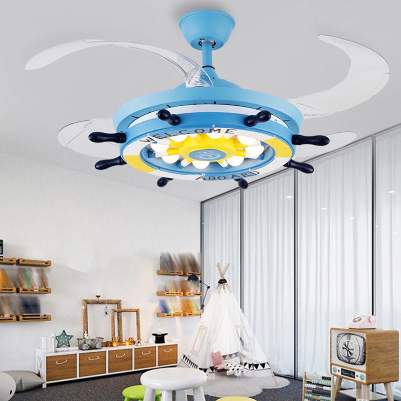 42 "Carton Cartoon Plafond Plafond Lampe à la lampe métallique Child Metallic LED Semi Flush Light