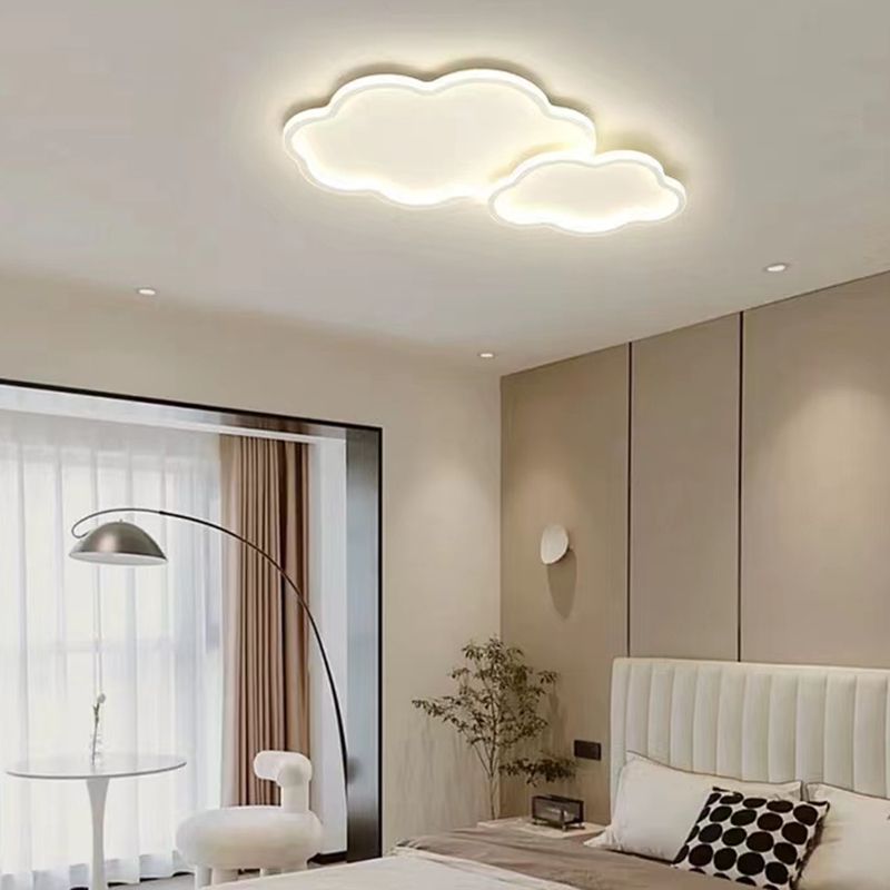 Modern LED Metal Flush Mount Cloud Shape Ceiling Light with Plastic Shade for Living Room