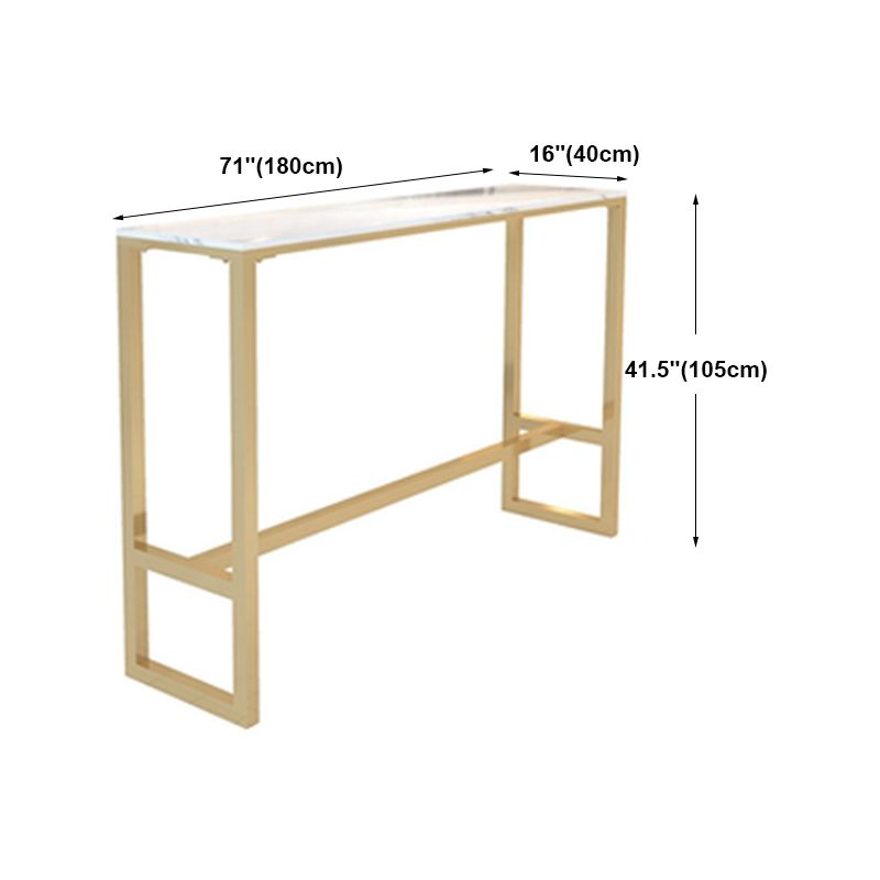 White Marble Table with Rectangle Table Top Gold Trestle Table - 41.3" H