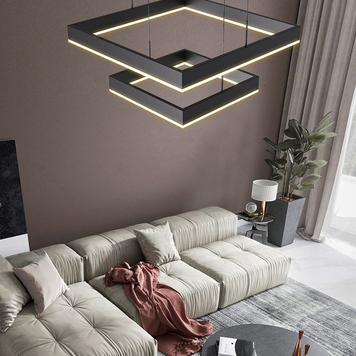 Modern Minimalist Style Squared Ceiling Pendant Light Acrylic Hanging Lamps for Living Room