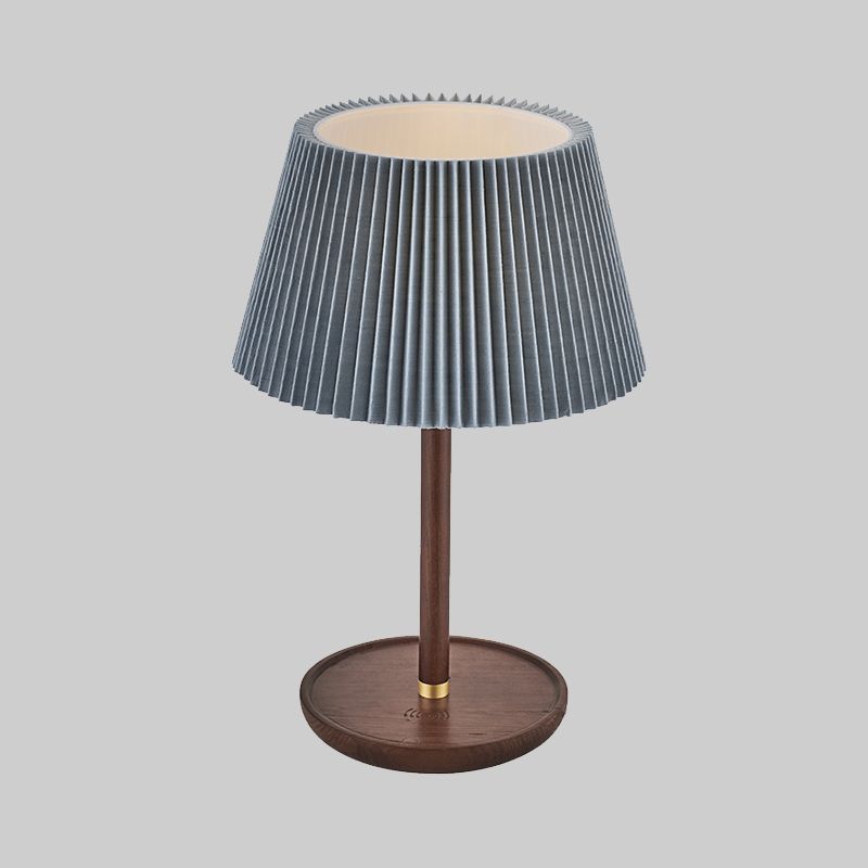 1 Bulb Living Room Table Lamp Modernism Blue/White Desk Light with Flared Fabric Shade