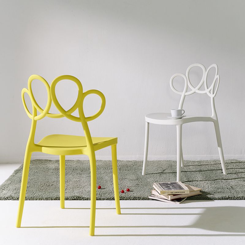 Minimalist Plastic Dining Armless Chair Open Back Dining Side Chair