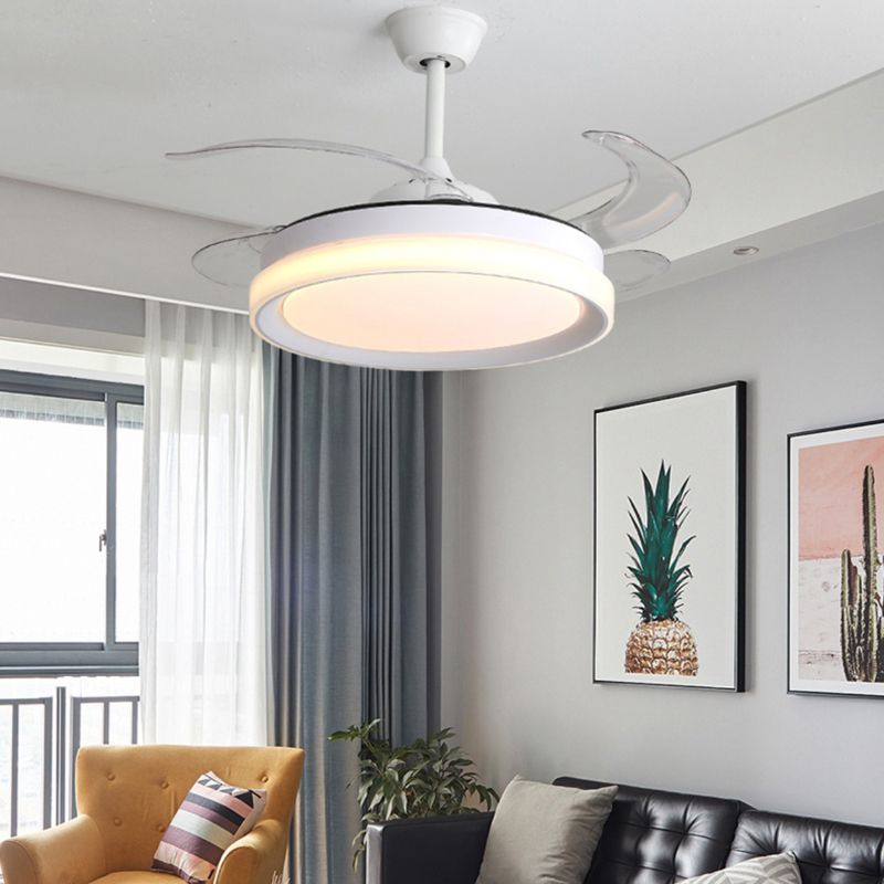 Modern 1 - Light Ceiling Fan Light in Matte White Iron and Acrylic Fan Light Fixture