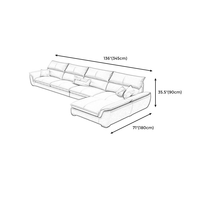 Modern Pillow Top Arm Sectional Sofa 35.43"HCushion Back Sofa