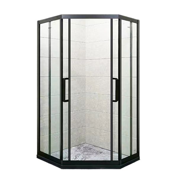 Black Full Frame Shower Screen Diamond Shape Tempered Glass Shower Door