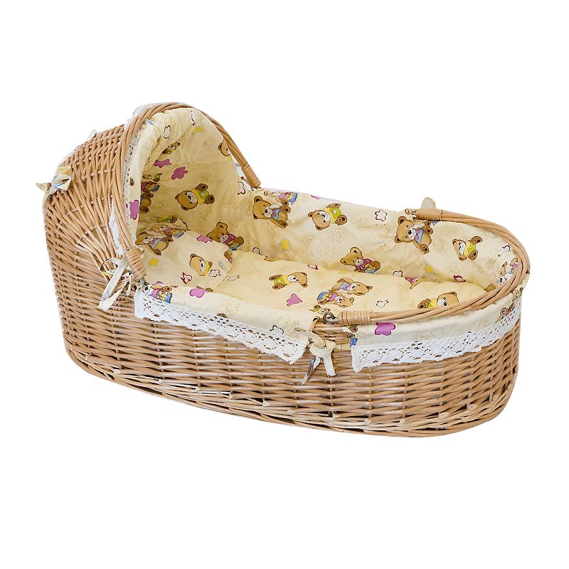 Traditional Wicker Oval Crib Cradle Natural Toddler Moses Basket