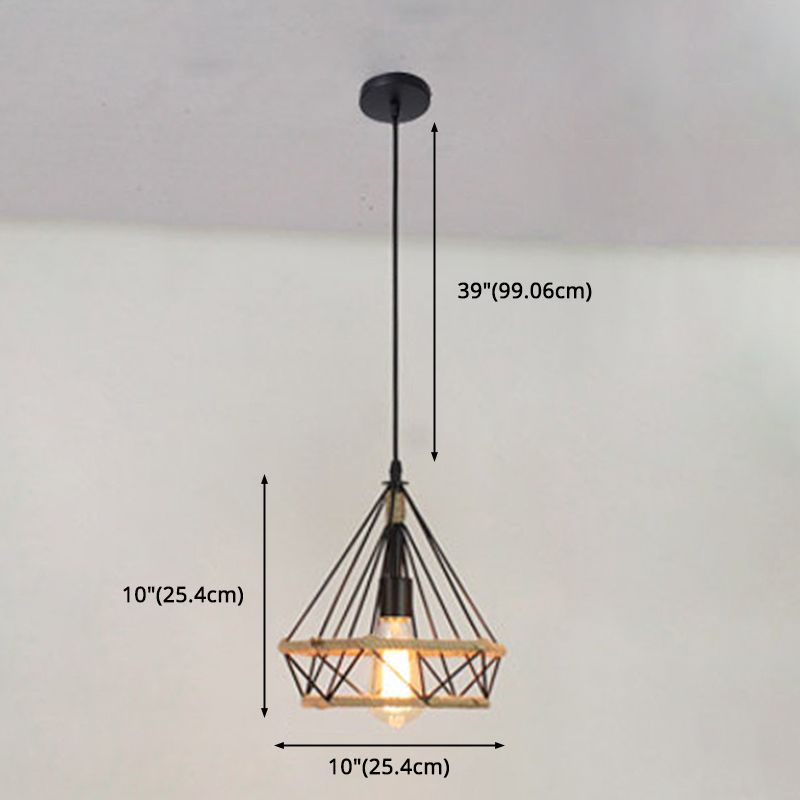 Metal Commercial Pendant Lighting Vintage Black Diamond Restaurant Pendant Lighting