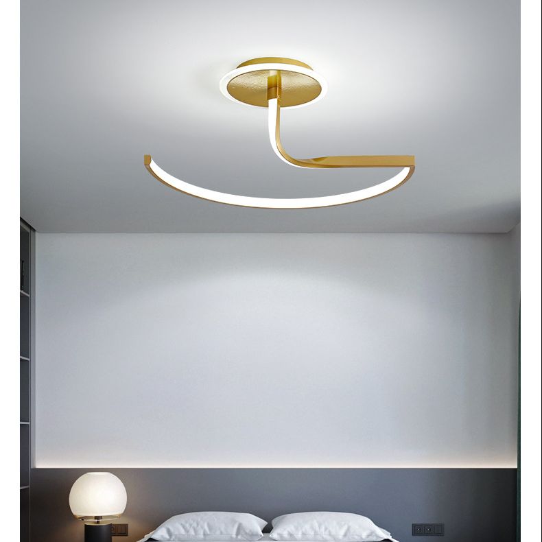 Courbe plafond lampe minimaliste Métallière Métallière linéaire Semi Flush LED LED LED