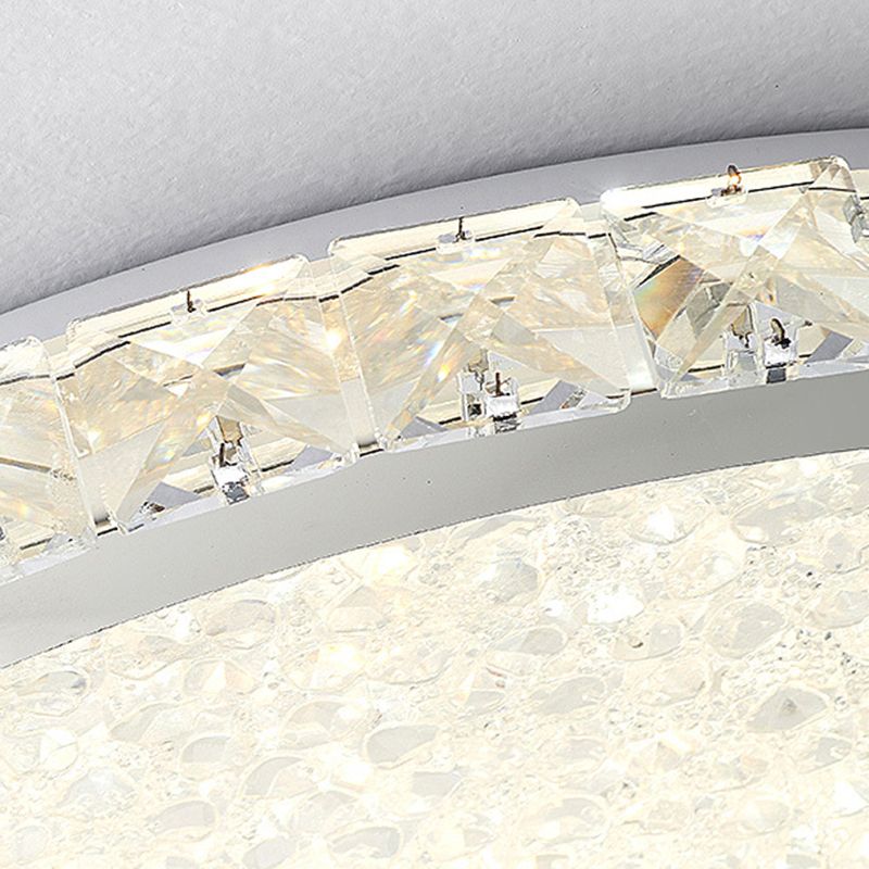 Circle Flush Ceiling Light Modern Crystal 1 Light Flush Light Fixtures