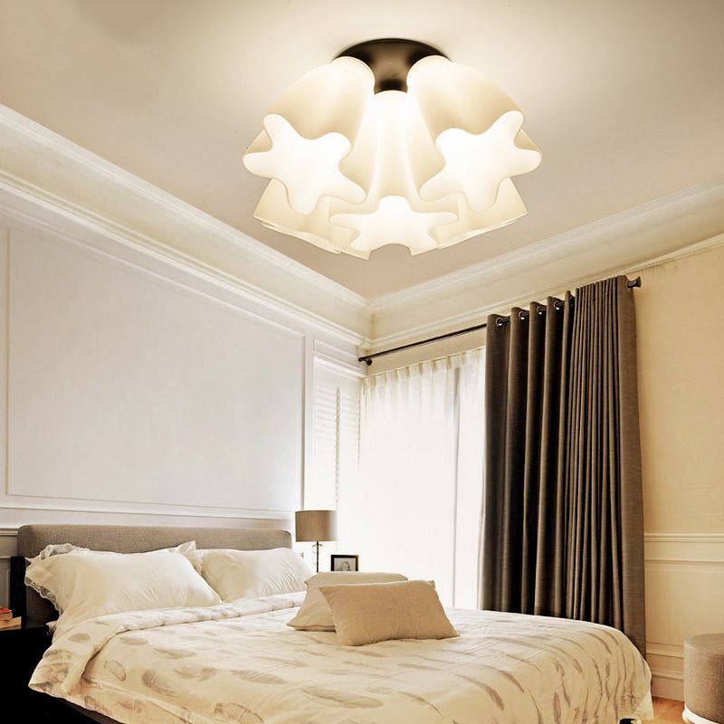 Modern Style Flush Light Glass 3/5/7 Lights Flush Ceiling Light in White