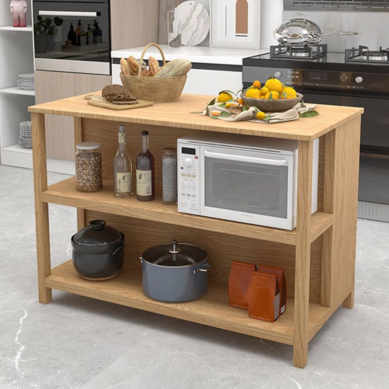 Contemporary Kitchen Island Table Dining Room Prep Table with Storage Cabinet