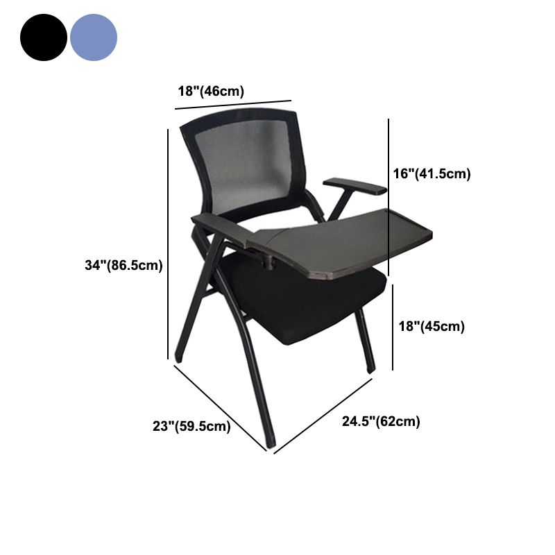 Modern Folding Conference Chair Black Frame and Seat Chair with Fixed Arms
