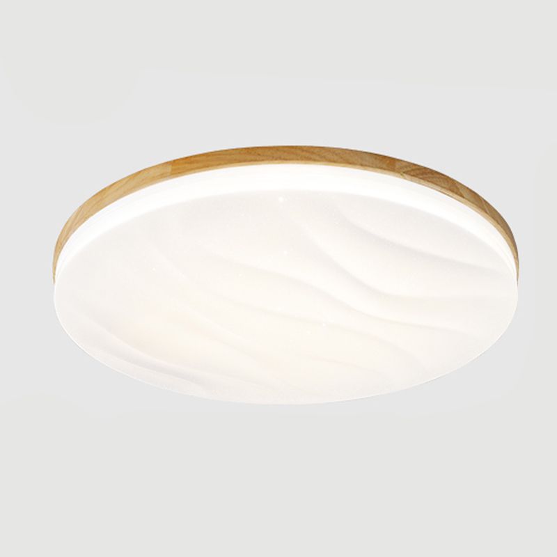 Modern Round Shape Ceiling Light Wood LED Flush Mount Light for Living Room