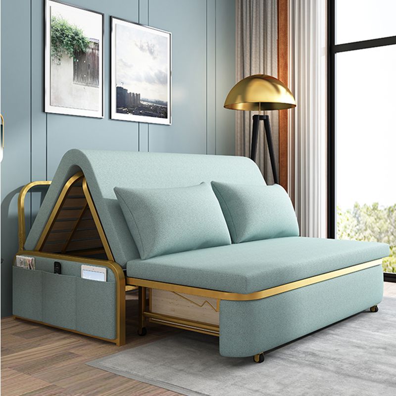 Green Contemporary Linen Armless Sofa Bed Standard Sofa for Living Room