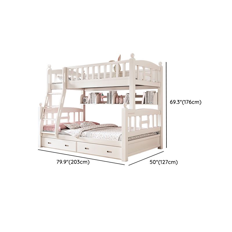 Traditional Style Kid Bed in White Solid Wood Standard Bunk Bed