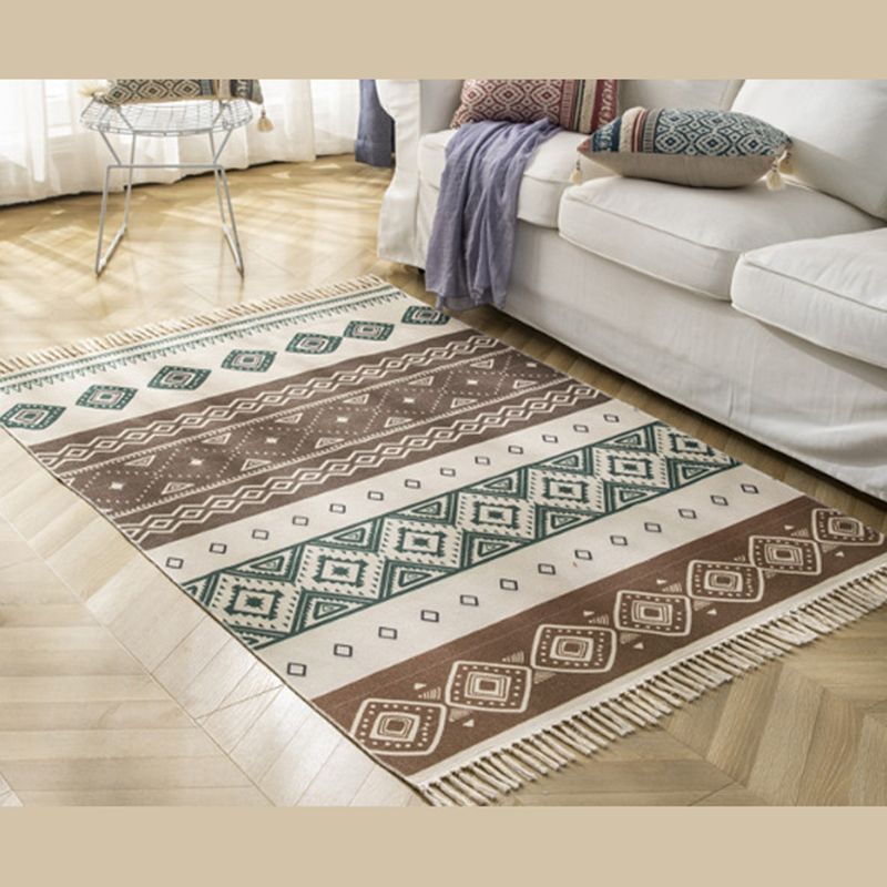 Vintage Americana Gedrukt Rug Cotton Blend Area Tapijt Boheemse Fringe Indoor Tapijt voor thuisdecoratie