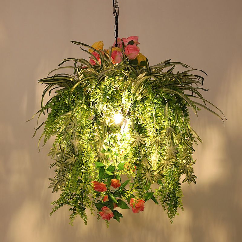 Green Plant Drop Pendant Style Industrial Fer 1 Head Living Salle Sispending Lighting