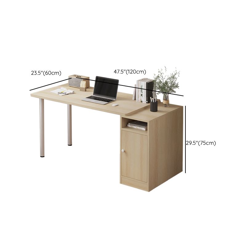 Wooden Rectangular Writing Desk Bedroom Office Desk with Metal Legs