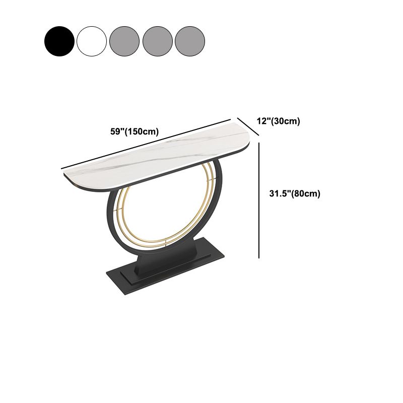 Scratch Resistant Rectangle/Half Moon Marble/Stone Console Table