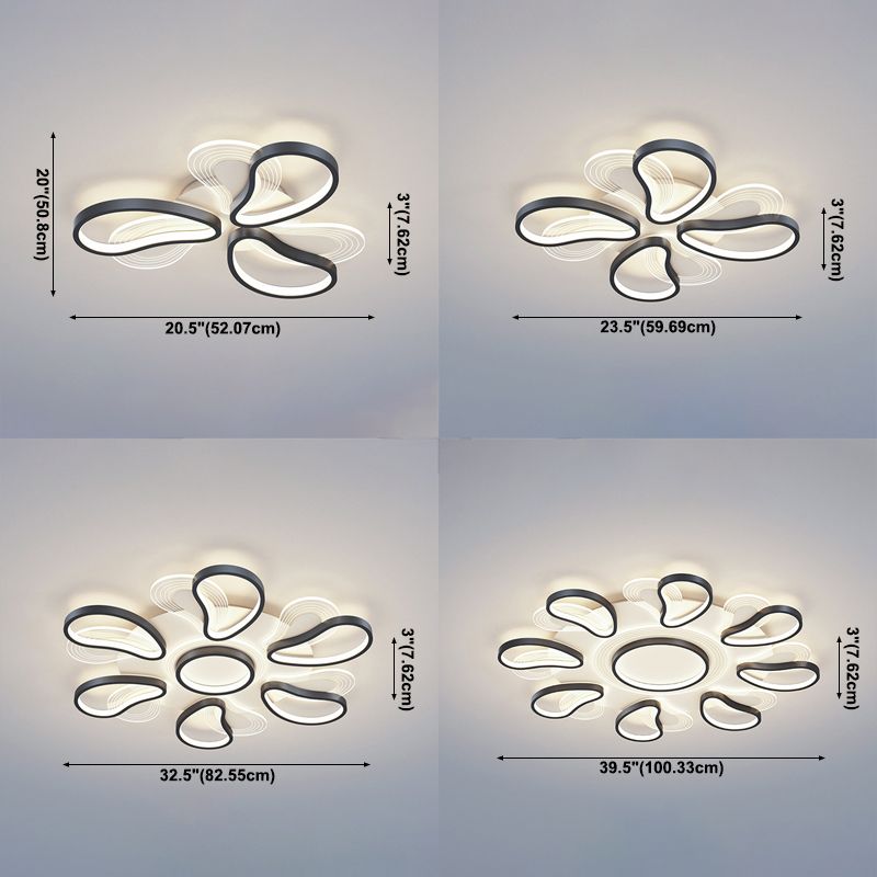 Metal Flower Shape Flush Ceiling Light Modern Style Multi Lights Flush Mount Lighting