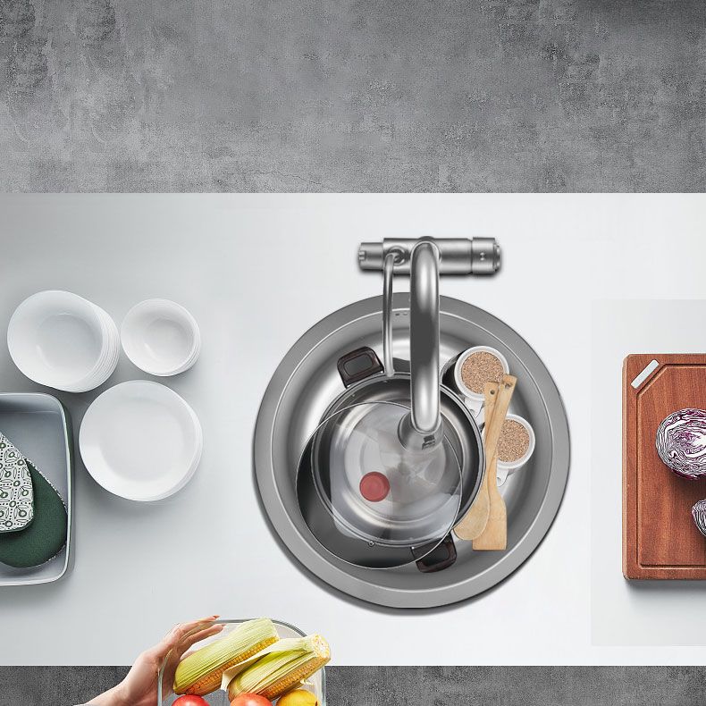 Modern Style Kitchen Sink Stainless Steel Round Shape Kitchen Sink