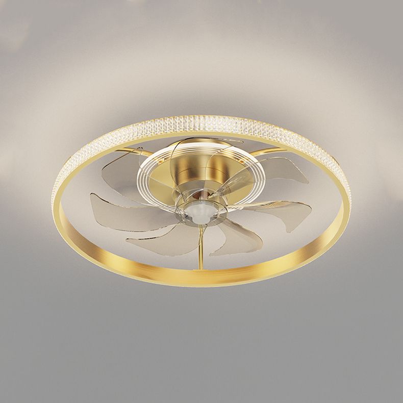 Circular Bedroom Ceiling Fan Light Modern Metal LED Flush Mount Ceiling Lamp