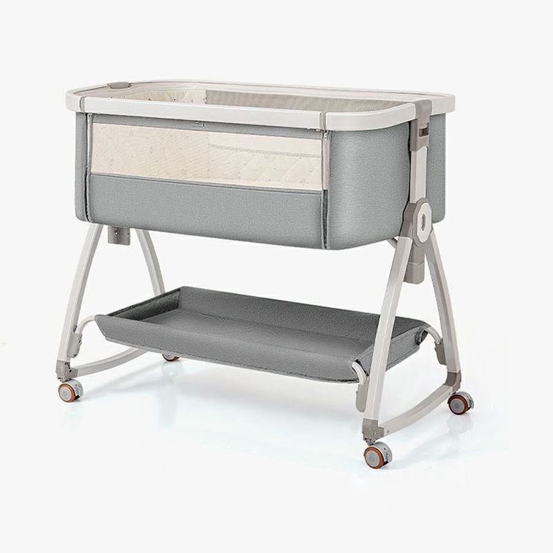 Metal Rectangle Folding Bedside Crib Gliding and Rocking Crib Cradle for Baby